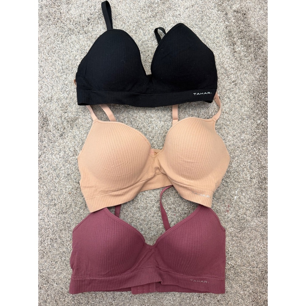 Tahari 3-Pack Lightly Padded Underwire Bras – Black, Nude & Pink – 36C – NEW